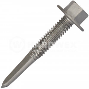 Саморез кровельный HARDWEX 5.5×38 мм Ruspert Silver Grey широкий борт без шайбы шестигранник d 8 мм сверлоконечник