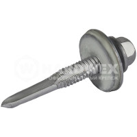 Саморез кровельный по металлу HARDWEX 5.5×38 мм Ruspert Silver Grey с усиленным сверлоконечным наконечником до 16 мм, шестигранник d 8 мм