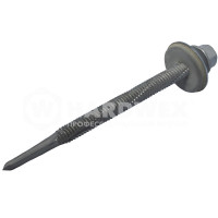 Саморез кровельный по металлу HARDWEX 5.5×80 мм Ruspert Silver Grey с усиленным сверлоконечным наконечником до 16 мм, шестигранник d 8 мм